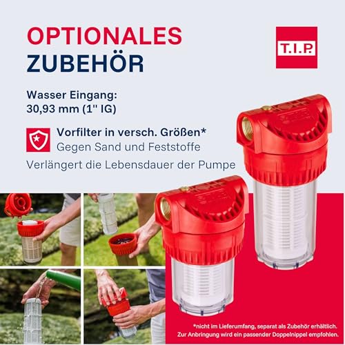 T.I.P. Hauswasserwerk HWW 4500 INOX aus Edelstahl mit 1200 W Leistung I 4350 l/h Fördermenge bis 50 m Höhe I 5 bar Druck mit Manometer I 22 L Kessel I robust, korrosionsfrei, sicher mit Überlastschutz