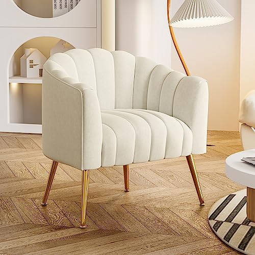 SEYNAR Oversized Pumpkin Couch Accent Chair, Modern Comfy Velvet Upholstered Barrel Chairs, Luxury Single Sofa Armchair for Living Room, Waiting Room, Office and Vanity