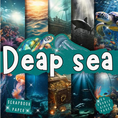 Deap sea scrapbook paper, 8.5x8.5, 10 Designs, 20 Double-Sided Sheets: Scrapbooking Paper for Junk Journals, Decorative craft Paper for Gift, Decoupage, & Mixed Media, Origami, Collage & Card Making