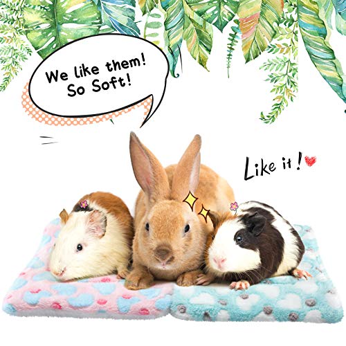 4 Pieces Rabbit Guinea Pig Bed Mats Soft Plush Bunny Pad Mats Small Animal Dog Cat Bed Dog Crate Kennel Pad Mat Hamster Cozy Dog Bed Mat For Small Animal(10 X 11 Inch, Heart Pattern) #TOP3