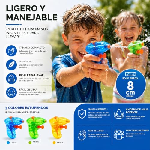 Miniatura 4 de Juego De 3 Mini Pistolas De Agua - Aprox. 8 Cm Con Pistola Rociadora De Agua Pequeña Pequeña Para Niños