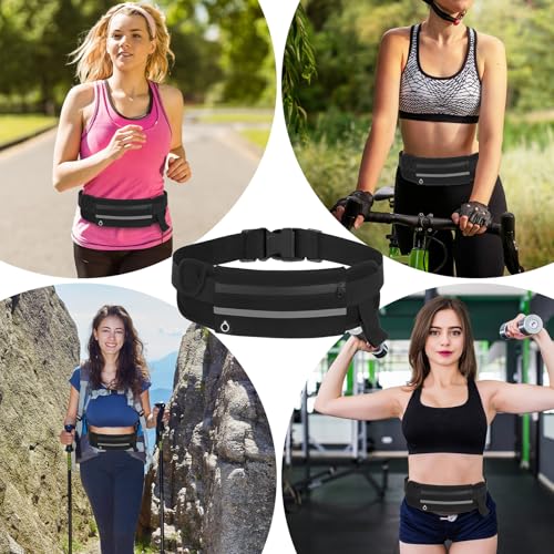 JIEYAO Laufgürtel für Handy, Ultraleichte Hüfttasche Wasserdicht Bauchtasche Elastischer Lauftasche Jogging Verstellbare Handytasche Sportgürtel Herren Damen Running Belt für Joggen Fitness (Schwarz)