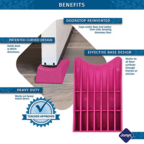Jamm Door Stopper | Door Stop Wedge Holds Doors Open In Both Directions | Premium Non Rubber Non Slip Hardware | Standard Size | Cerise Pink - 1 Pack #TOP3