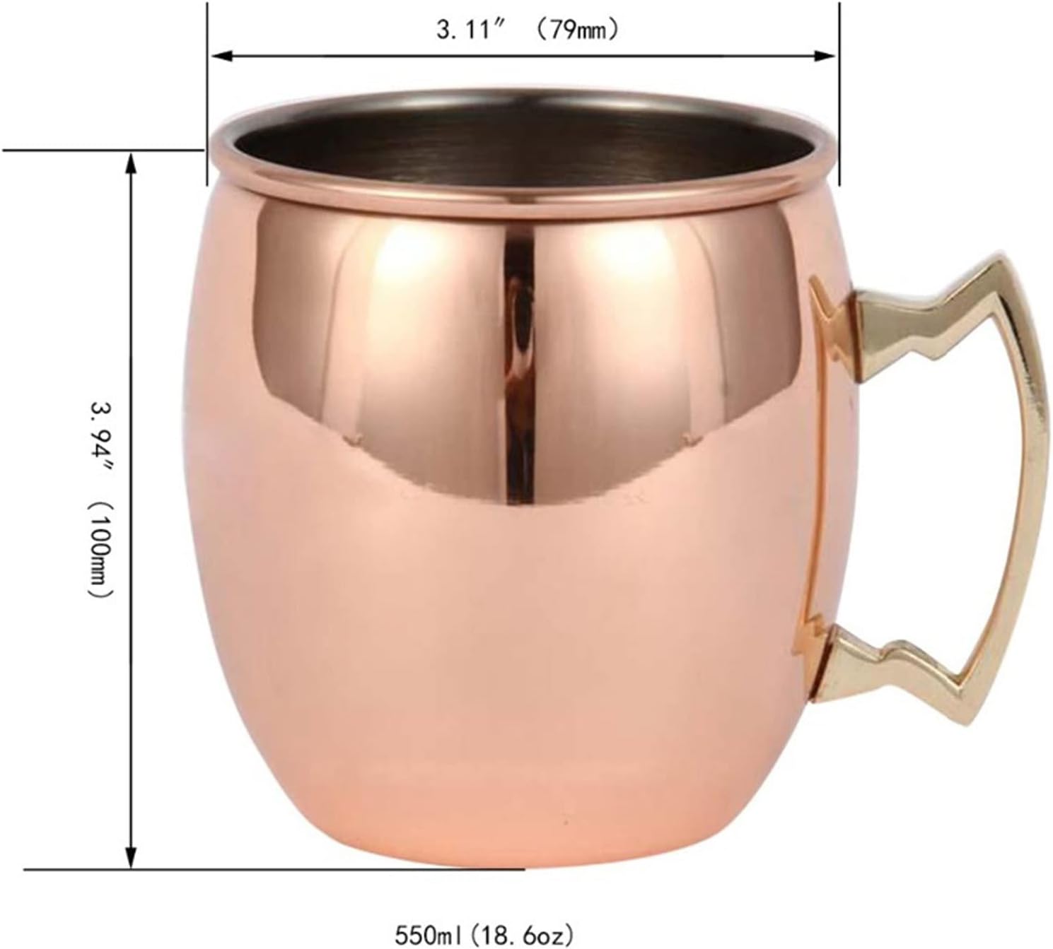 INLIMA Drinking Glasses Mule cup stainless steel copper-plated hammer point cup naked wine cup cocktail cup (Color : Pink)
