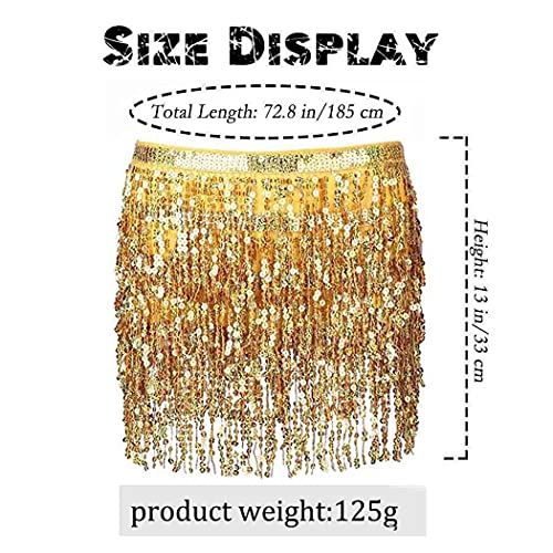 Twinklede Boho Fringe Skirt Sequin Tassel Belly Dance Hip Scarf Rave Party Skirts Belts For Women And Girls (E Gold) #TOP4