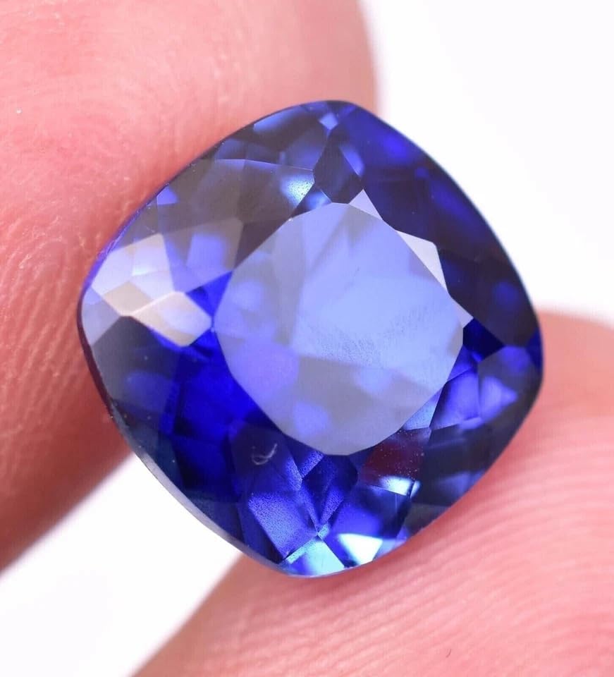 10 Ct Natural Ceylon Royal Cushion Cut Blue Sapphire Certified Loose Gemstone for Jewellery Making - 13x13x8 MM