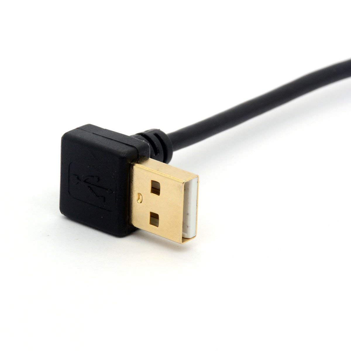 Câble USB C Plaqué Or 90 Degrés USB 2.0 à Type C Droite/Gauche Cordon De Rallonge Mâle Coudé Transfert De Données Sync Chargeur Plomb (Down
