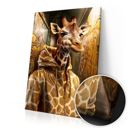 Artmazing | Giraffe Bild bunt | Bild Giraffe | S-Art Bilder | Giraffenbilder Modern | Leinwandbilder XXL Wohnzimmer | Wandbild Giraffe Deko XXL | Bild Leinwand XXL | Buntes Poster für Wand
