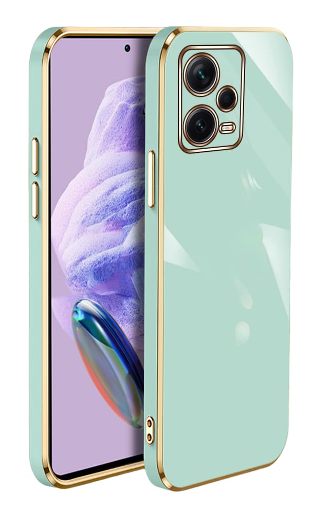 Case for Xiaomi Redmi Note 12 Pro 5G Solid Colored Pattern Cover Soft Silicone Back Case Cover with Luxurious Square Plating case compatible for Xiaomi Redmi Note 12 Pro 5G (Mint Green)