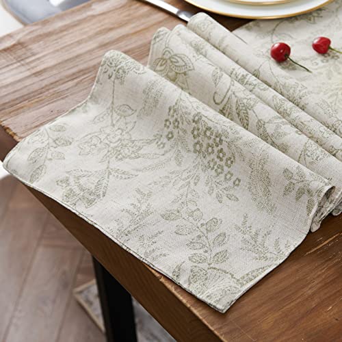 Jinchan Kitchen Table Runner Table Cloth Linen Table Runners 72 Inch Floral Decorative Burlap Table Runner Botanic Printed Design Rustic Handcrafted Flax Coffee Table Decor 1 Panel Sage On Beige #TOP6