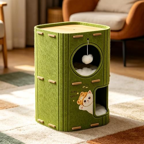 Maison pour chat d'intérieur : grotte double couche pliable et résistante aux griffes - 4