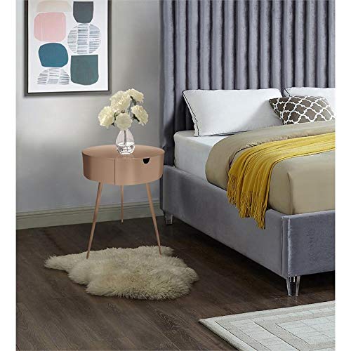 Trent Home 1 Drawer Contemporary Style Metal Nightstand in Pink