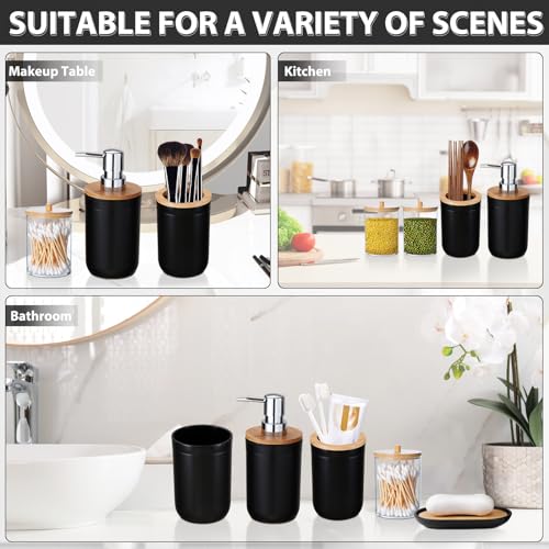 iMucci Bathroom Accessories Set 5Piece Black Bathroom Sets, Toothbrush Holder, Toothbrush Cup, Lotion Soap Dispenser, Soap Dish and Qtip Holder Bathroom Decor — view 6