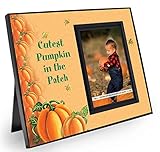 "Cutest Pumpkin in the Patch" a Halloween picture frame, Baby Photo Frame Keepsake, a sweet fall photo frame for Halloween pictures, Holds 3.5 x 5 image, Tabletop Display