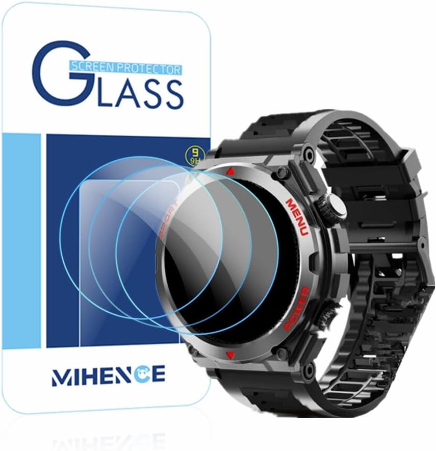 Screen Protector for S66 1.52-Inch Smart Watch, 9H Tempered Glass Protective Film Compatible for Jdcrsj/Lyaarka/Bvlrksc/Brhgph S66 Military Smart Watch (3PCS), transparent