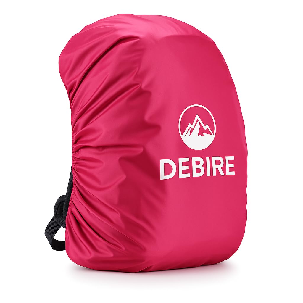 DEBIRE Nylon Backpack Rain & Dust Bag Cover | Waterproof Cover with Cary Pouch Adjustable for Hiking Camping Trekking & Traveling | 35L to 65L Laptop, School | Rain Proof Luggage Bag Cover (Pink-1)-image-45