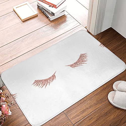 Vucemi Rose Gold Eyelashes Printed Doormat Outdoor Indoor Rugs Durable Door Mats Absorben Rubber Backing Non-Slip Welcome Mat - 16X24In #TOP4