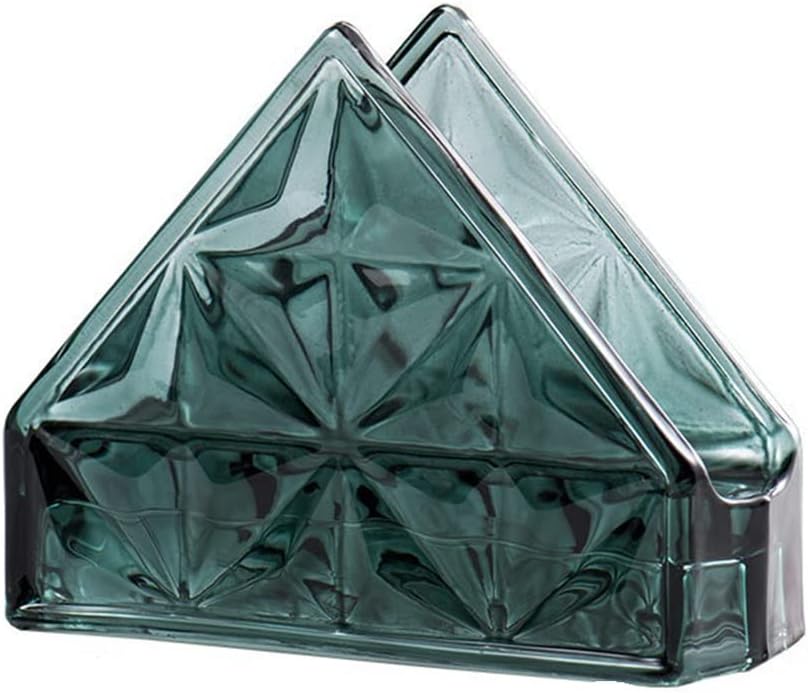Nordic Vintage Glass Tissue Holder Desktop Decoration Home Napkin Holder Hotel Cafe Storage Rack Tower Holder Servilletero (Color : TRANSPARENT)