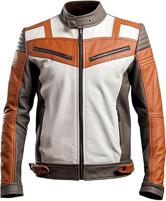 Mens Biker Multi Color Leather Jacket, Leather Biker Jacket for Men, Faux Leather Biker Bomber Jacket