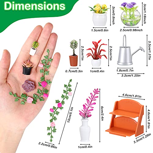 26 Pieces Dollhouse Plant Miniature Bonsai Plant Mini Potted Plant Flower Model Tiny Fake Greenery Ornament Dollhouse Decoration For Boy Girl(Vibrant Style) #TOP1
