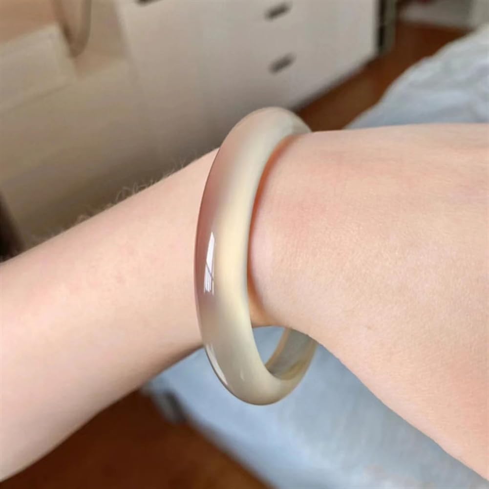 Bracciale rigido in giada bianca con agata naturale Bracciale in giada bianca al chiaro di luna per regalo di nozze per laurea da donna
