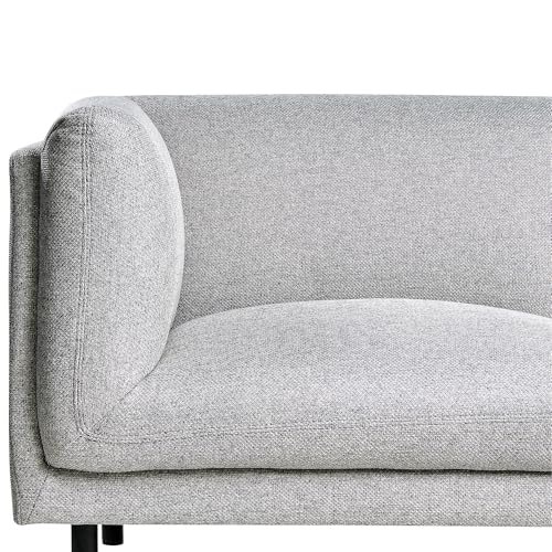 Divano A 3 Posti Imbottito In Tessuto Grigio Chiaro Legno Gambe Nere Imbottito Da Salotto - 6