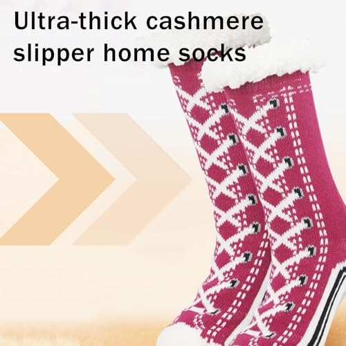 Ultra-Thick Cashmere Slipper Home Socks, Winter Warm Non Slip Cozy Fuzzy Slipper Socks, Soft Fluffy Christmas Sock, Cashmere Socks for Women3