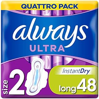 Always Ultra Long Sanitary Towels Wings, Neutralises Odours, Ultra Thin, 48 Super Absorbent Pads, Size 2