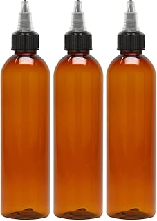 BRIGHTFROM Twist Top Applicator Bottles 8 OZ, Squeeze Empty Plastic Bottles, Black Nozzle, BPA-Free, PET, Refillable, Ope...