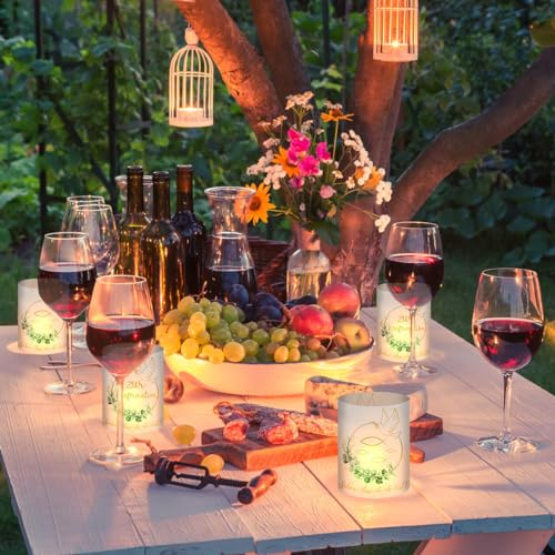 12 Stück Windlicht Tischdeko Konfirmation, Konfirmation Deko Junge Mädchen, Windlicht Zur Konfirmation Deko Eukalyptus Grün, Windlichter Konfirmation Gastgeschenke, Geeignet für Teelichter oder Kerzen