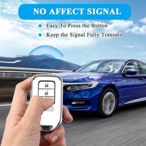 Image of MILD EAST for Honda Key Fob Cover with Keychain 5 Buttons(White)