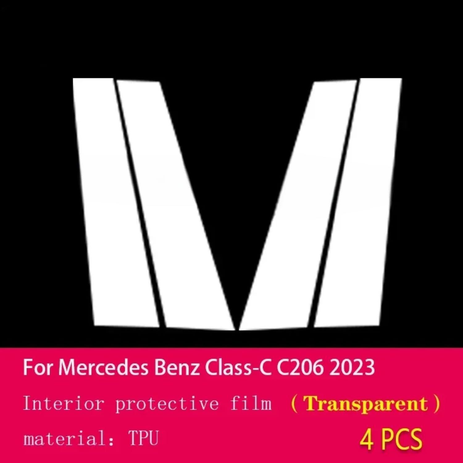 Pellicola protettiva PPF per carrozzeria auto B C, pellicola protettiva in TPU trasparente, per Mercedes Benz Class-c W206 2023-2024 (trasparente)