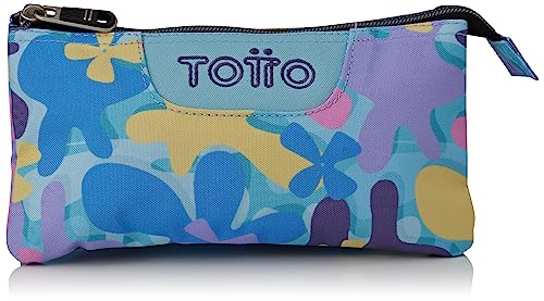 TOTTO Estuche Escolar Tres Compartimentos Flores Hawaianas - Tablero TAMAÑO ESTÁNDAR