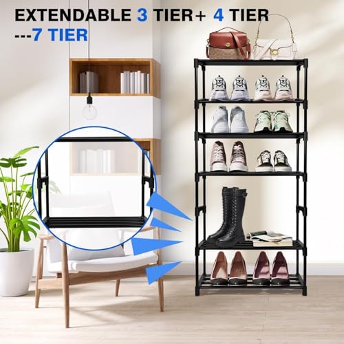 Image of SUBEKYU Plastic Book Shelf for Home, Portable Books Rack Storage Organizer for Bedroom & Study Room, Keep Cloth Holder Space Saver, 7 Tier Shelf, 1 Pack