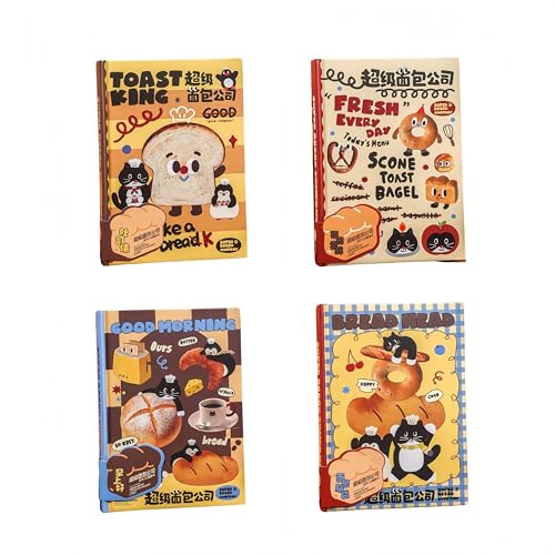 Juminocore Journal Notebook 192 Pages Cute Kidcore Beard Company Hardcover Notebooks for Women Teen Girls School Supplies Writing Note Taking Journaling Travel Diary Notepad 5.1x7.1 inch (Set of 4)