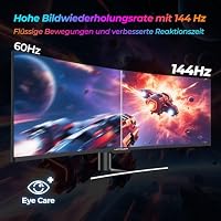 LC-POWER LC-M49-DFHD-144-C-Q 49 Zoll Curved Gaming Monitor (3840 x 1080 Pixel, Dual WFHD 32:9 Format,144Hz, 1800R, HDR400), Schwarz – Ansicht 6
