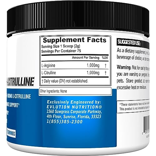 Evlution 818901029279 Nutrition L-Arginine + L-Citrulline - Endurance + Workout Performance Supplement thumb #1