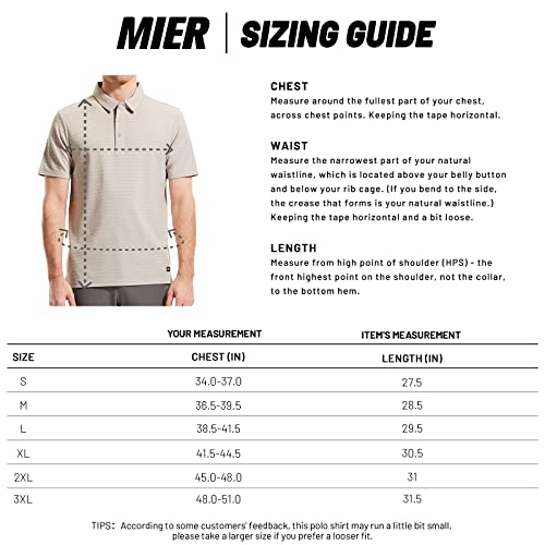 Mier Mens Polyester Golf Polo Shirts Quick Dry Moisture Wicking Cool Collared Shirts For Work, Dress, Casual, Fishing, Light Grey, L #TOP6