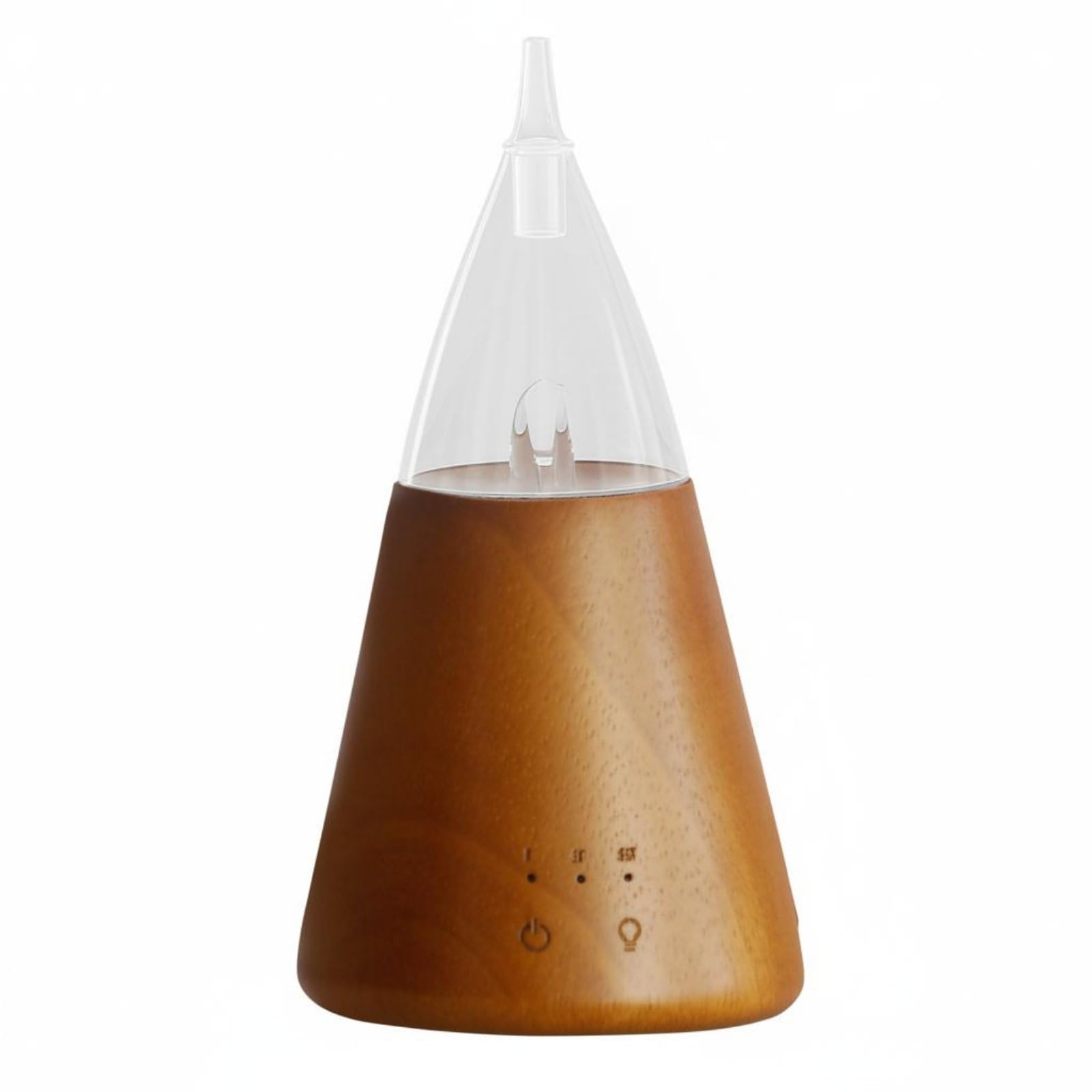 B Baosity Diffuseur d'Arômes Diffuseur d'Huiles Essentielles Nébuliseur Appareil Odorant Chêne Robuste et Verre Minuterie 2h et Lumière Douce Adapté au Sommeil, Tour Marron