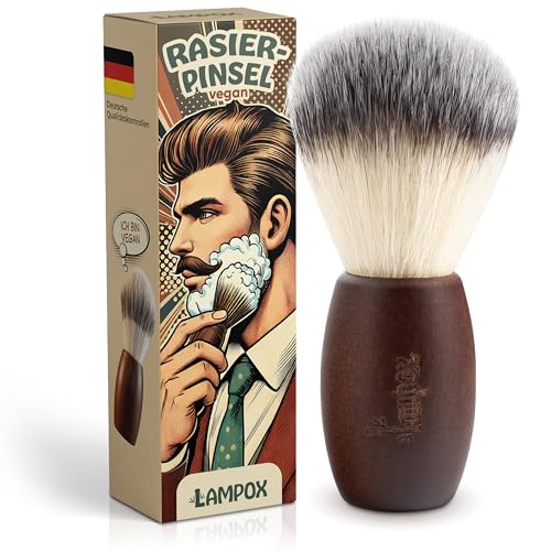 lampox - Rasierpinsel für Herren mit weichen Borsten und Holzgriff – für ein Barbier-ähnliches Rasurerlebnis mit Rasiermesser oder Rasierhobel, Bartpflege, Barbershop
