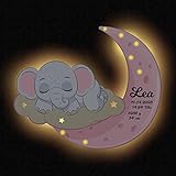 Baby Mond Wand Licht mit Namen personalisiert I Dekoration Zimmer Deko Geschenke für Mädchen & Jungen zur Geburt Taufe Geburtstag I LED Batterie Nachtlicht Lampe