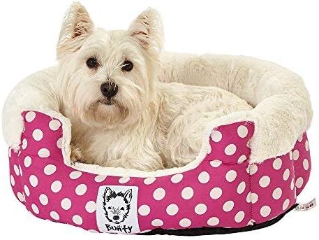 Bunty 40 Deep Dream Dot Soft Fur Fleece Dog Bed Washable Pet Basket Mat Cushion - Pink - Medium