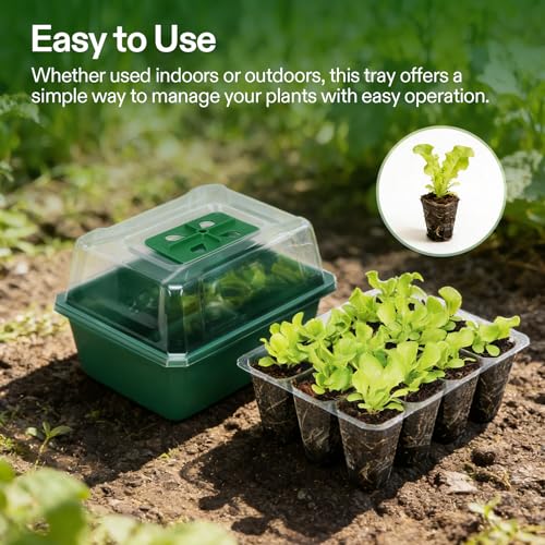 VIVOSUN 6-Pack Seed Starter Trays, 72-Cell Seed Starter Kit with Humidity Dome, Flat Reusable Plant Germination Trays with Drain Hole, Green Propagation Tray for Planting Seeds - Thumbnail 4