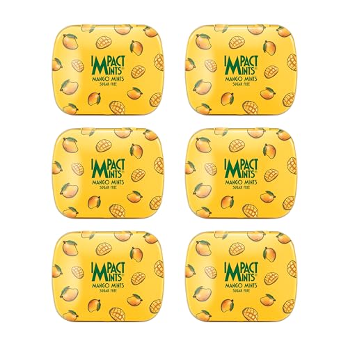 Impact Mints Sugar Free Mango Candy – Fruity Breath Freshener Mints, 6 Pocket Tins