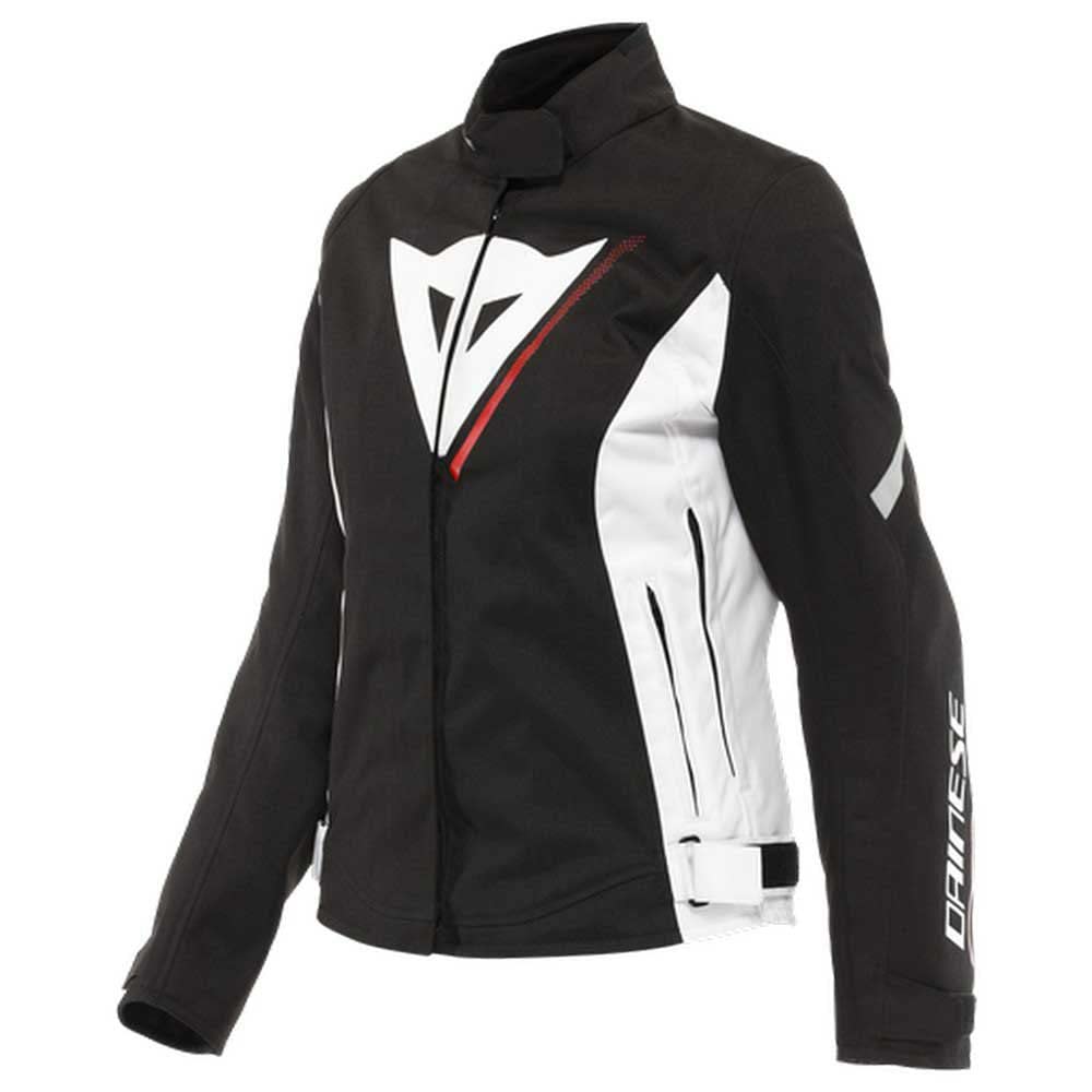Dainese Veloce Lady D-Dry Jacket, Waterproof and Thermal Motorcycle Jacket, Women, Black/White/Lava-Red, 48