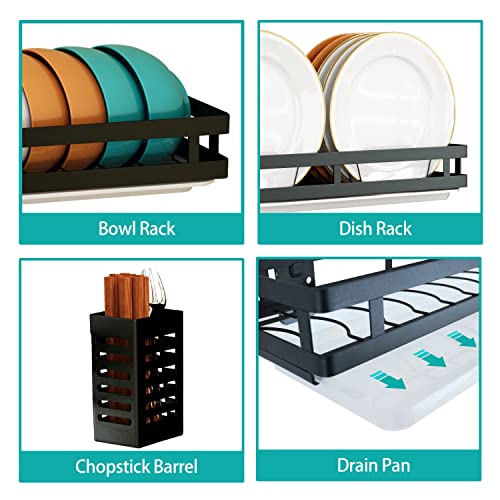 Supfirm Wall Mounted Stainless Steel Dish Drying Rack Fruit Vegetable Storage Basket With Drainboard And Hanging Chopsticks Cage Kitchen Shelf Utensils Organizer (2 Tier) #TOP4