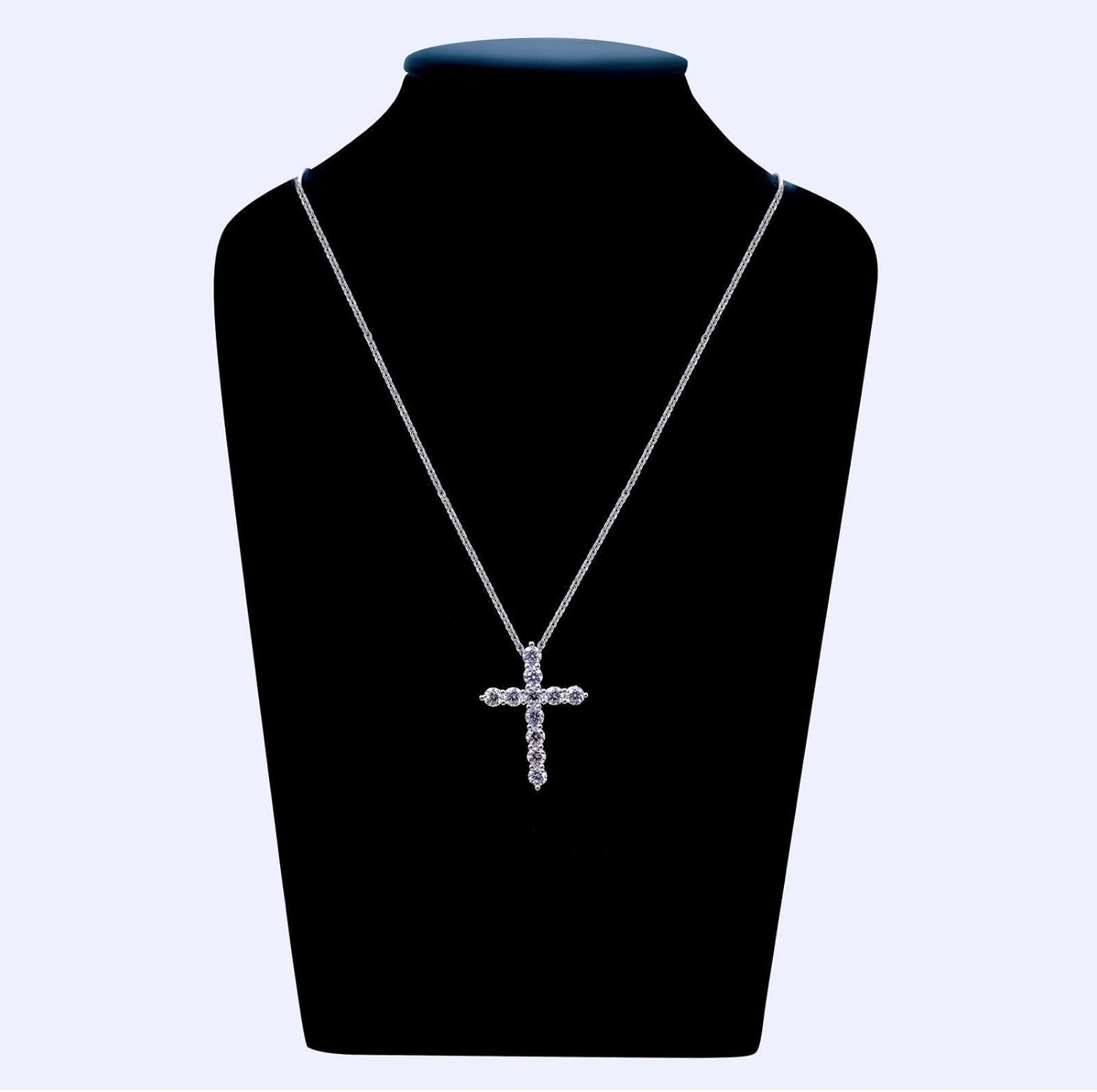 TIANYU GEMS 2.75ct Moissanite Cross Pendant Necklace for Women 925 Sterling Silver White Gold Plated with GRA Certificate 4mm DF VVS Color Moissanites Necklace 18'' Chain - Image 5
