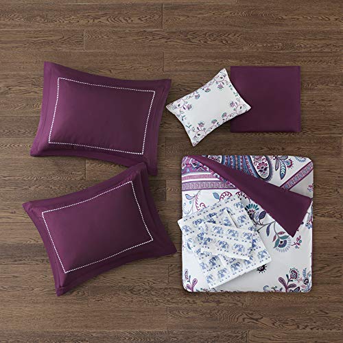 Intelligent Design Complete Bed In A Bag Casual Boho Comforter With Sheet Set Decorative Pillow, All Season Bedding Set, Queen, Tulay Purple 9 Piece #TOP4