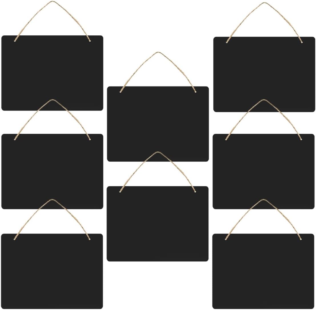 FUOYLOO 8Pcs Double-Sided Hanging Blackboard with Rope, Wooden Chalkboard Pendant for Message, Flower Store Price Tag, Decorative Hanging Chalkboard Sign for Home and Shop