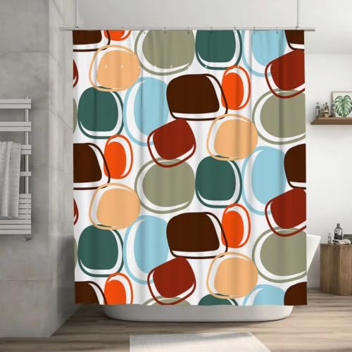 Rideau de douche 180x200 géométrique retro en polyester lavable - 3